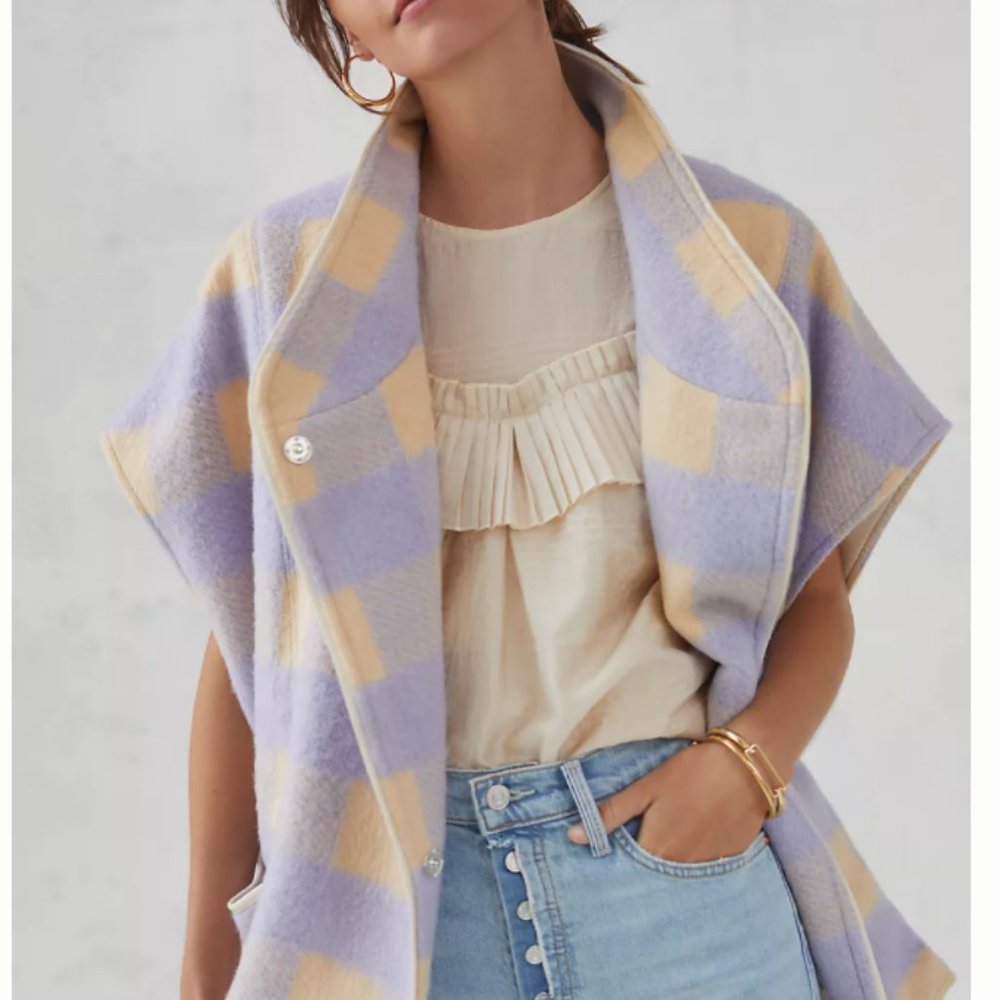 NEW! Anthropologie Plaid Capelet / Vest - Sold Out